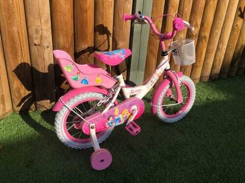 PINK Disney Princess Kids Girls Bike 14 Inch Wheel Bicycle Steel Frame 4-6 Years