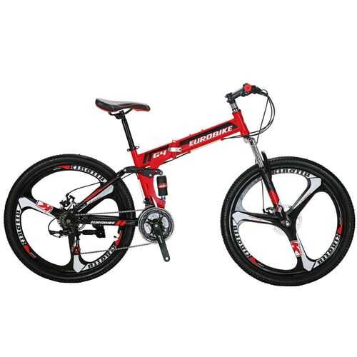 Folding Mountain Bike Full Suspension 21 Speed Bicycle Dual Disc Brakes 26